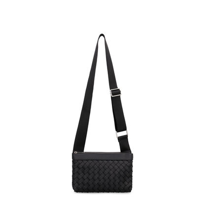 Intrecciato Leather Shoulder Bags - Black - Image 4