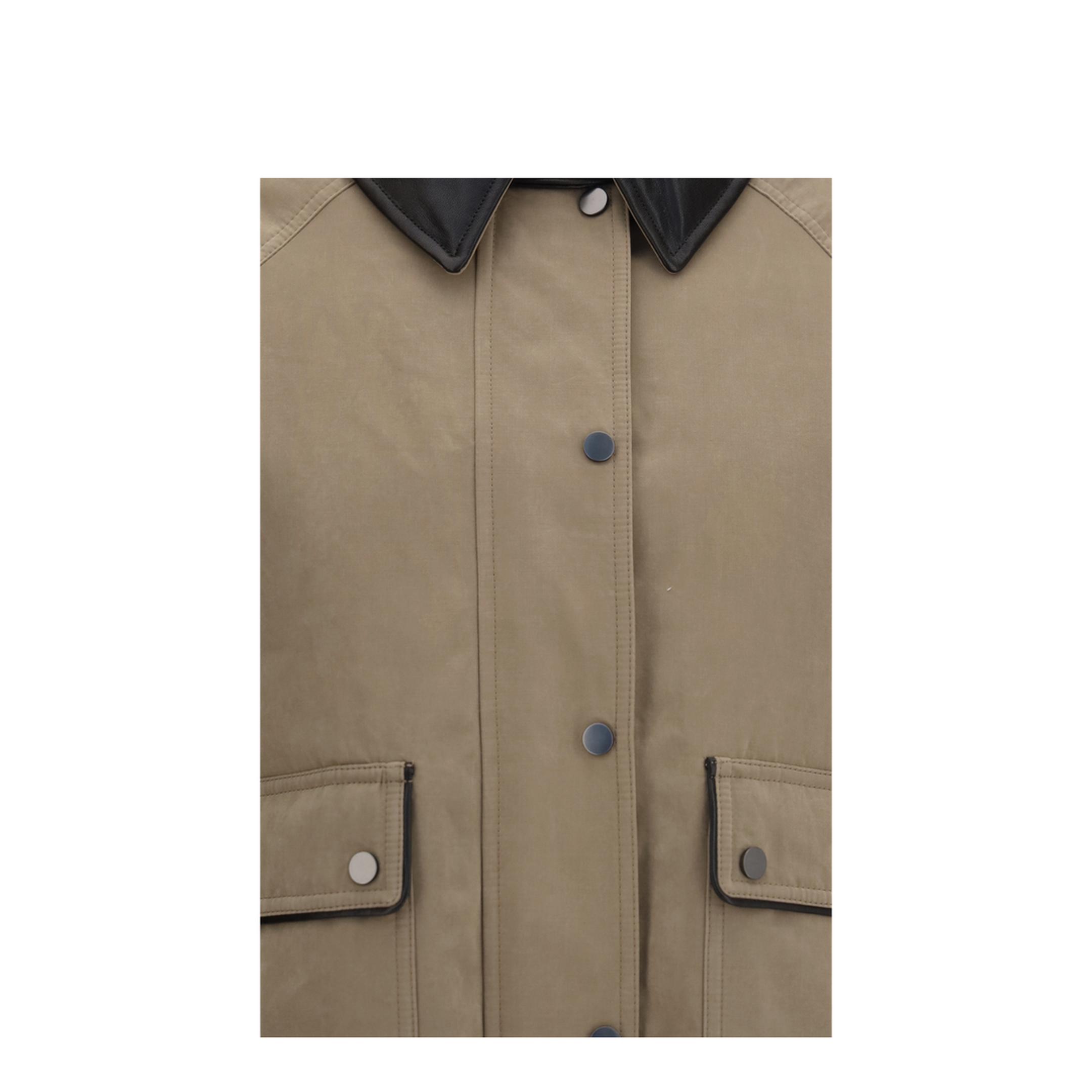 Padded Down Jacket with Leather Collar - Image 3
