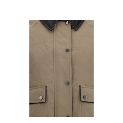 Padded Down Jacket with Leather Collar - Image 3