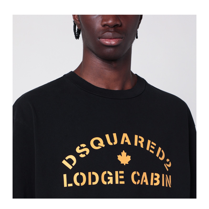Black Cotton T-Shirt with Logo - Image 2