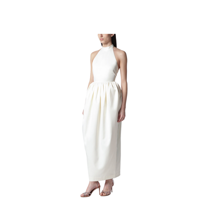 Long White Dress with Balloon Skirt - Image 1