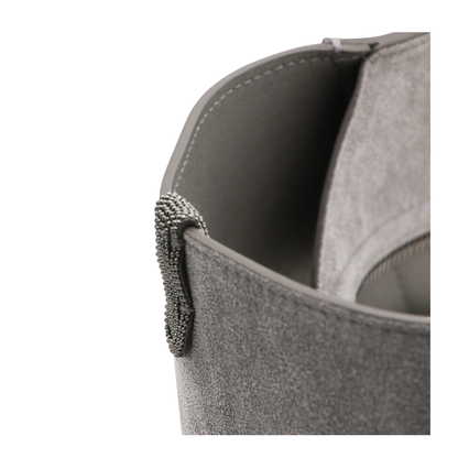 Duo Medium Suede Shopper Tote - Grigio - Image 7