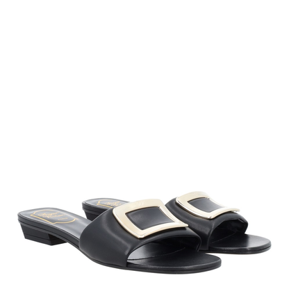 Square Buckle Leather Slides - Image 2