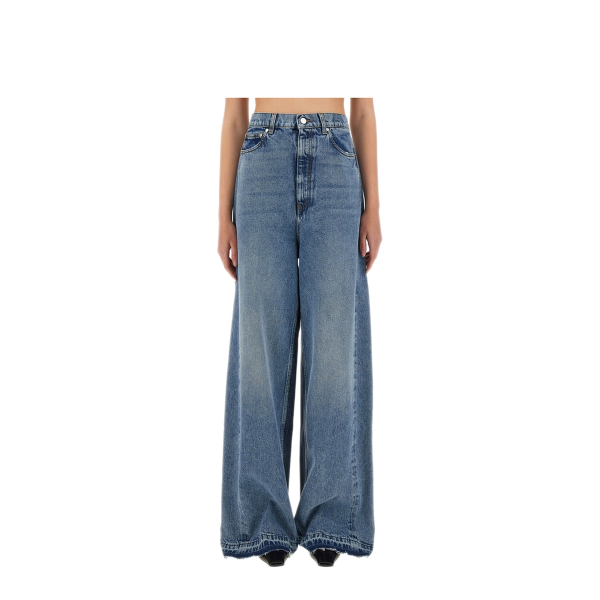 Wide-Leg Jeans with Contrasting Panels - Image 1