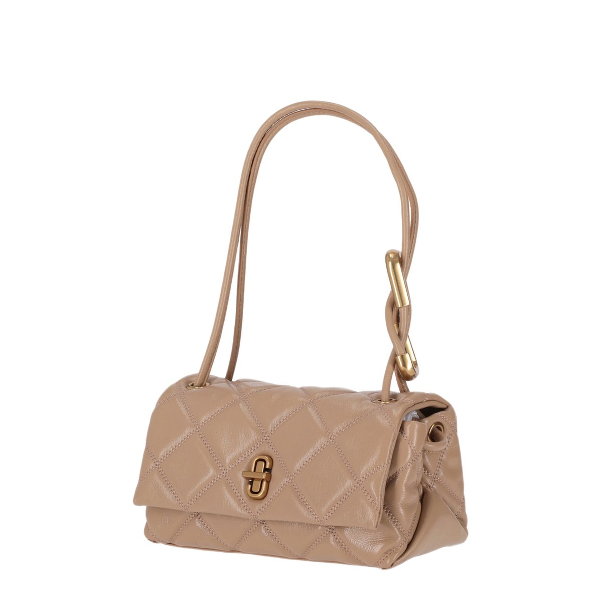 Mini Quilted Leather Shoulder Bag - Camel - Image 3