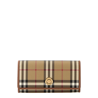 Vintage Check Printed Canvas Wallet - Briar Brown - Image 1