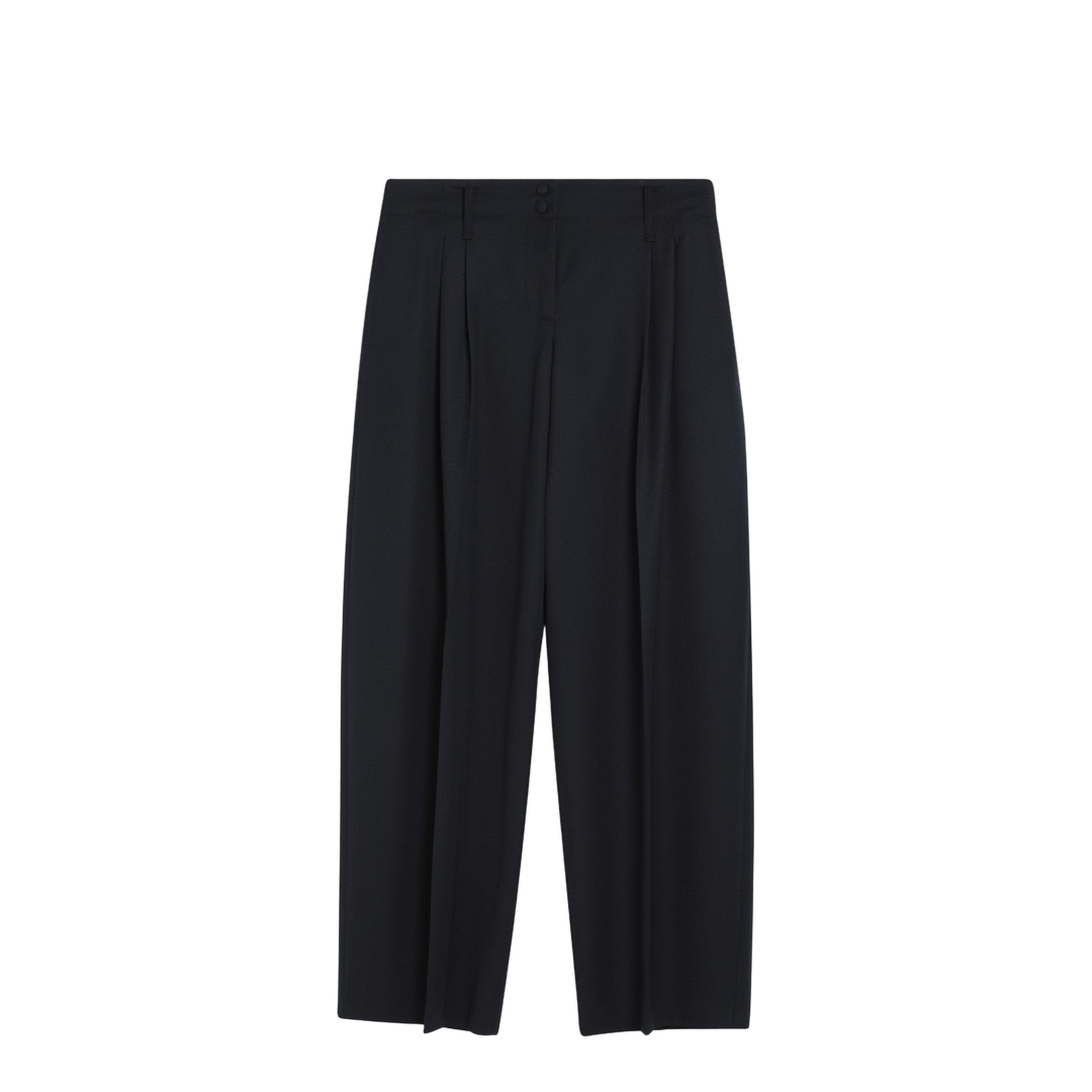 Navy Blue Wool Wide-Leg Pant - Image 1