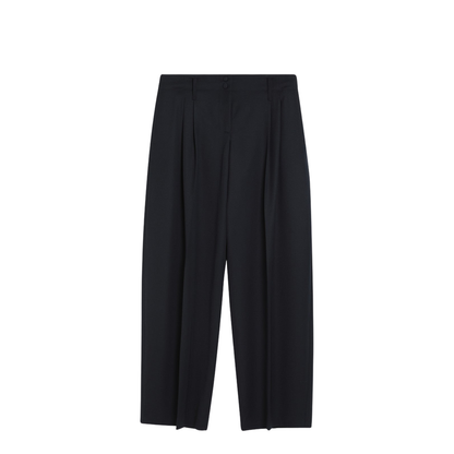 Navy Blue Wool Wide-Leg Pant - Image 1