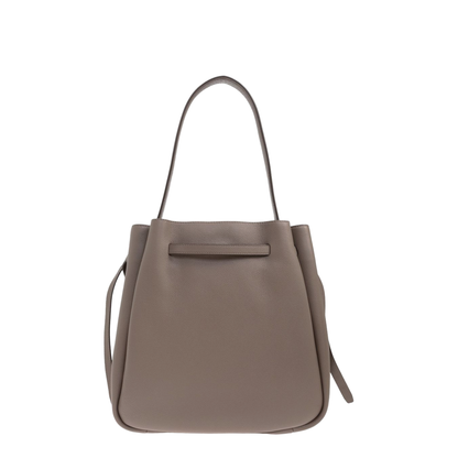 Romy Large Pebbled Leather Bucket Bag - Wild Mushroom - Image 4