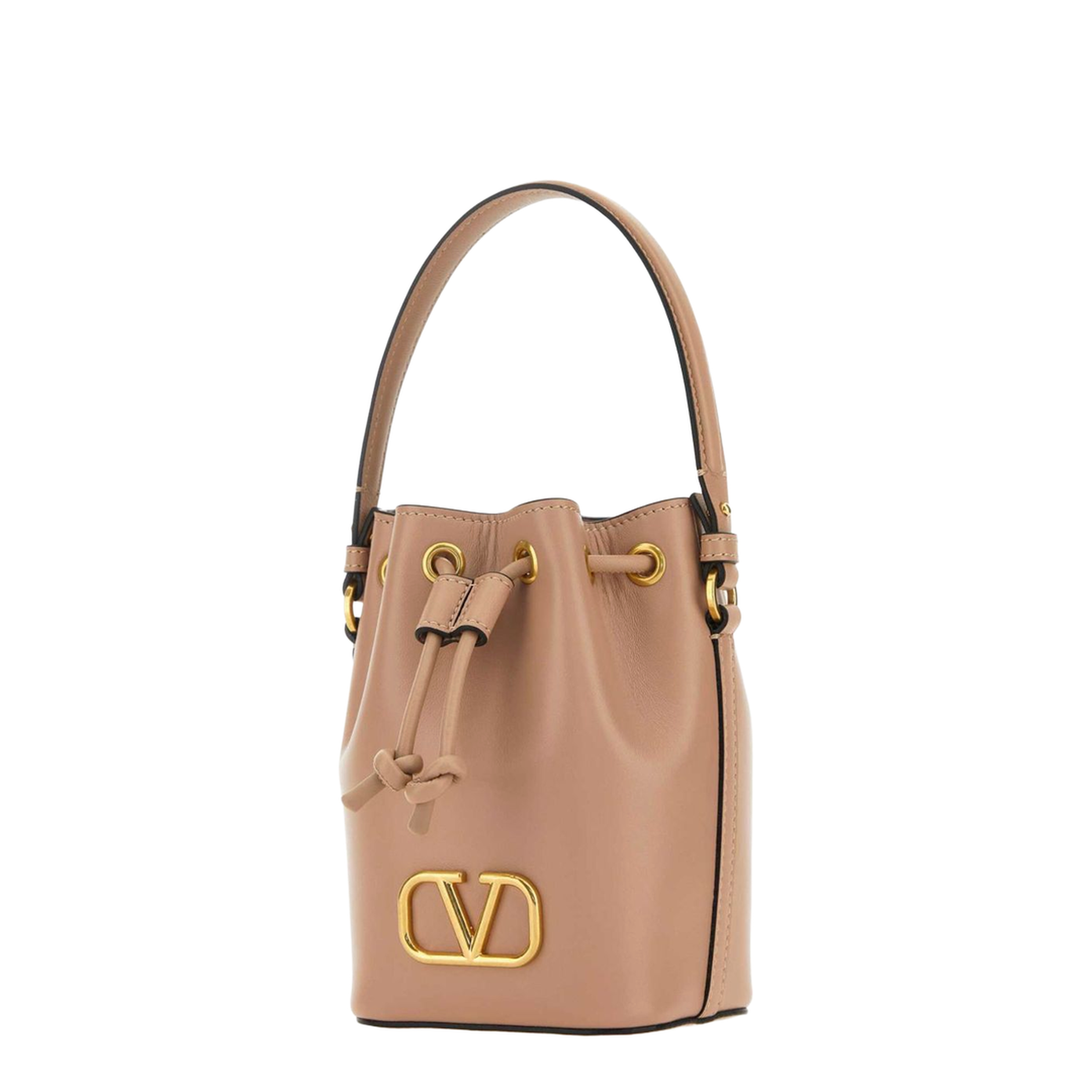 VLogo Signature Mini Lambskin Bucket Bag - Powder Beige - Image 3