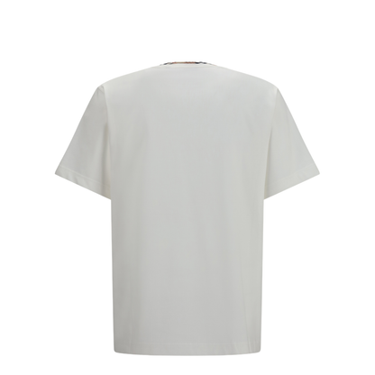 Cotton T-shirt with Check Trims - Image 2