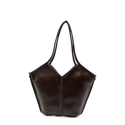 Calella Small Calf Leather Tote Bag - Dark Brown - Image 1