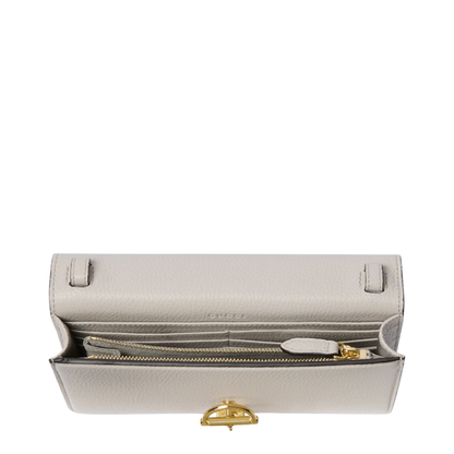 Half Horsebit Soft Grainy Leather Wallet On Chain - Light Grey - Image 3