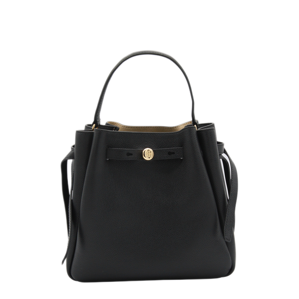 Romy Pebbled Leather Bucket Bag - Black - Image 2