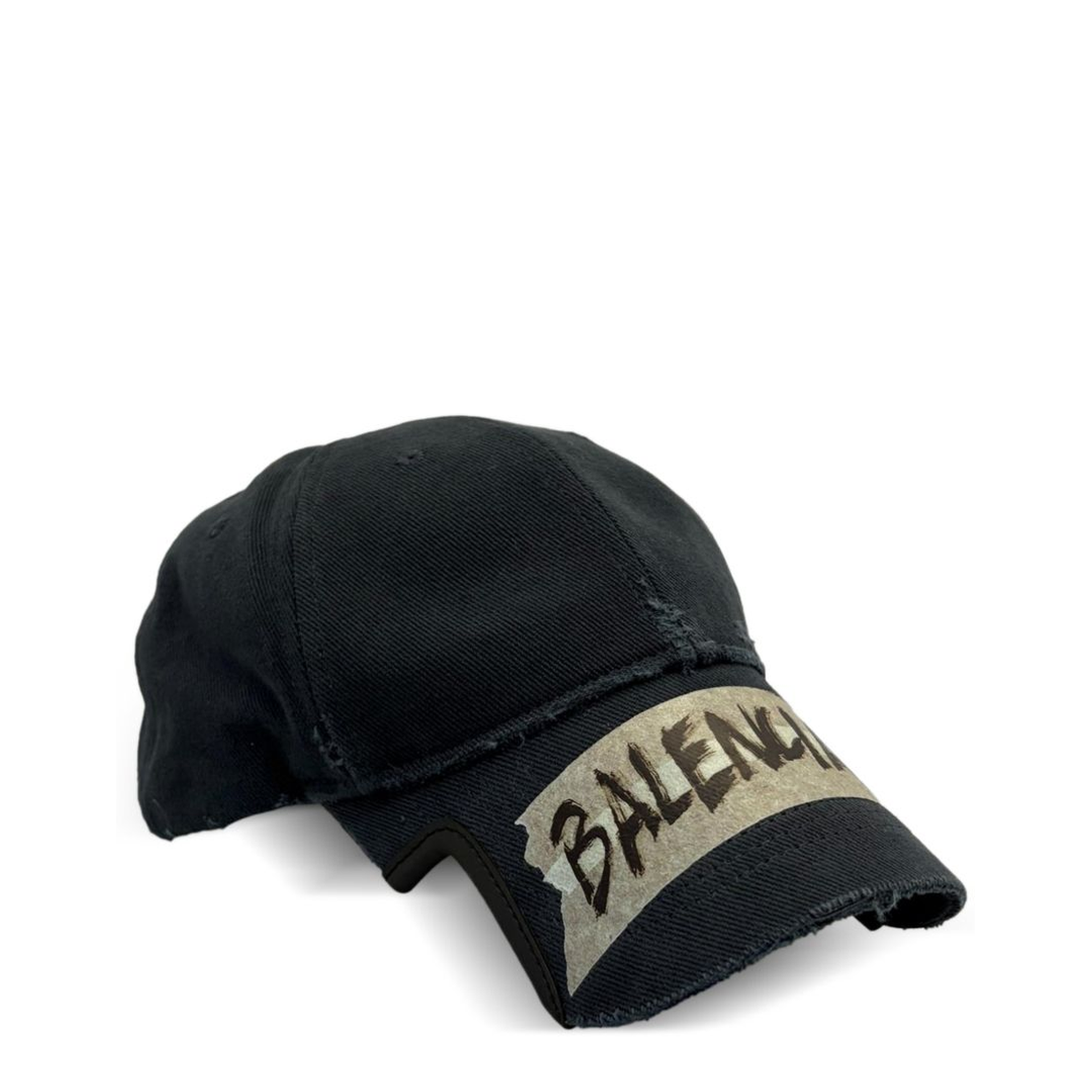 Black Washed-Effect Masking Tape Cap - Image 1