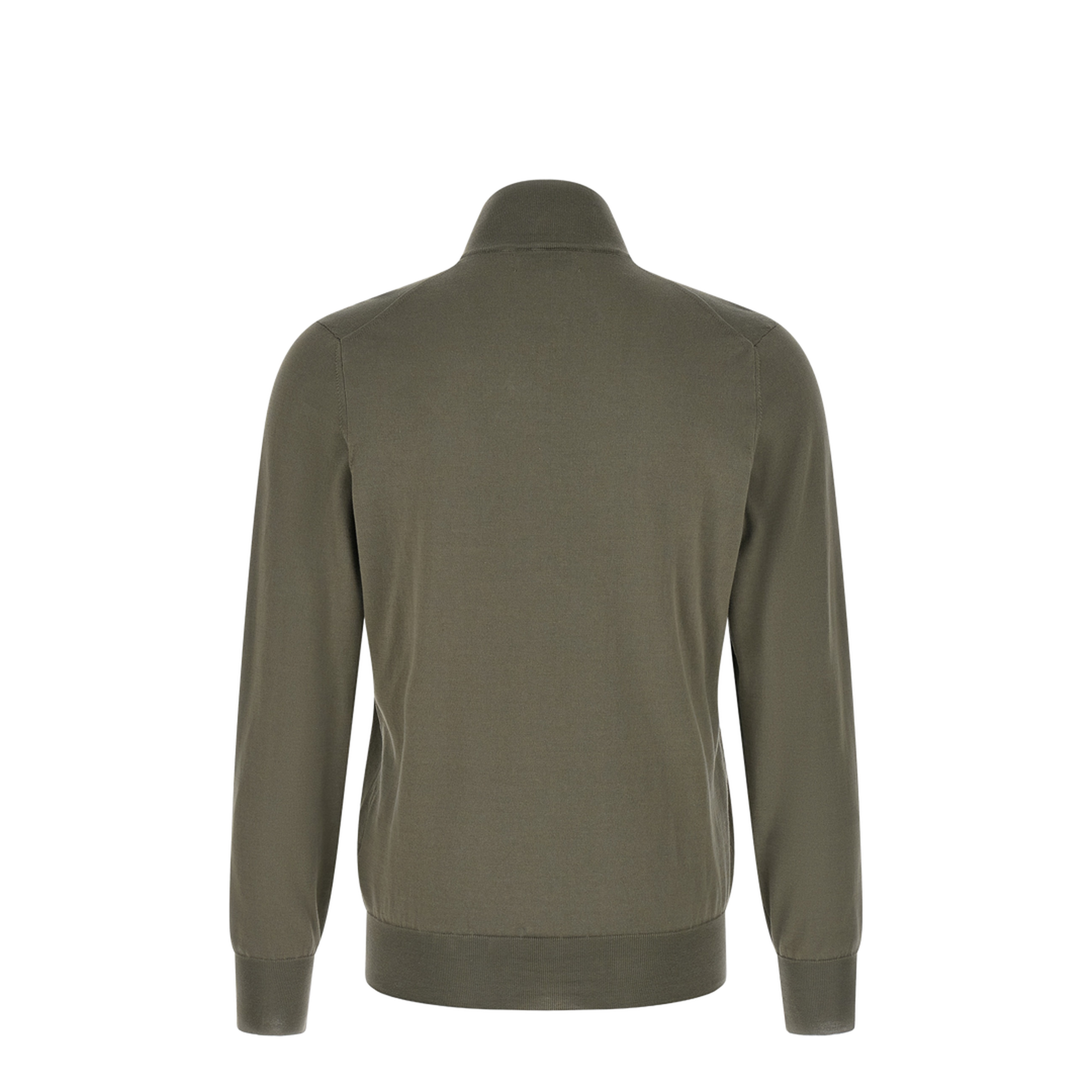 Zipped Cotton Cardigan - Green - Image 2