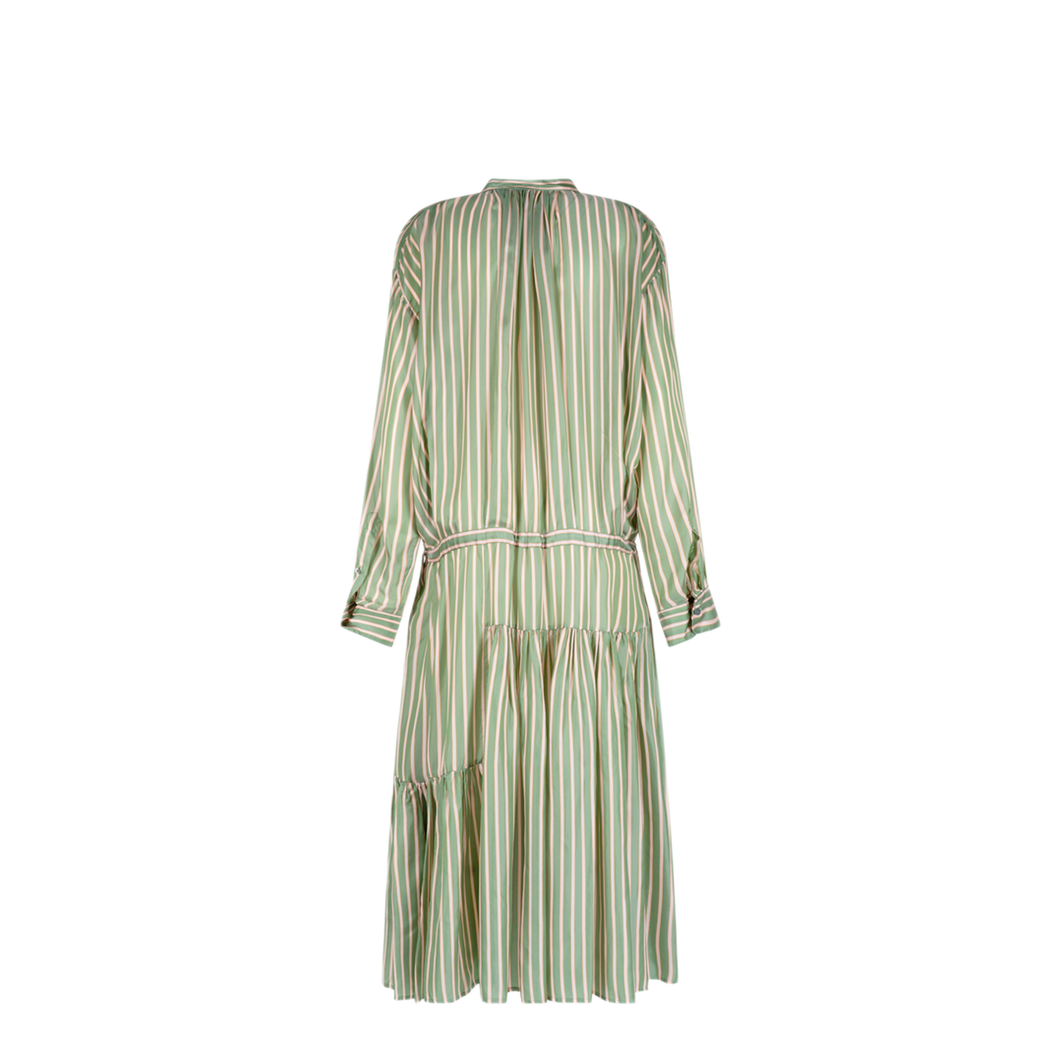 Striped Long Dress With Drawstring Waist - Image 2