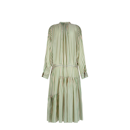 Striped Long Dress With Drawstring Waist - Image 2