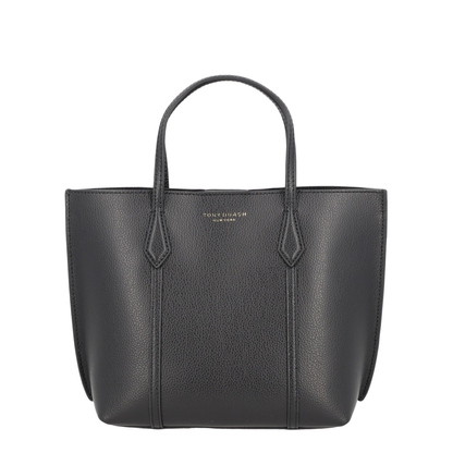 Perry Small Grained Leather Tote - Black - Image 1