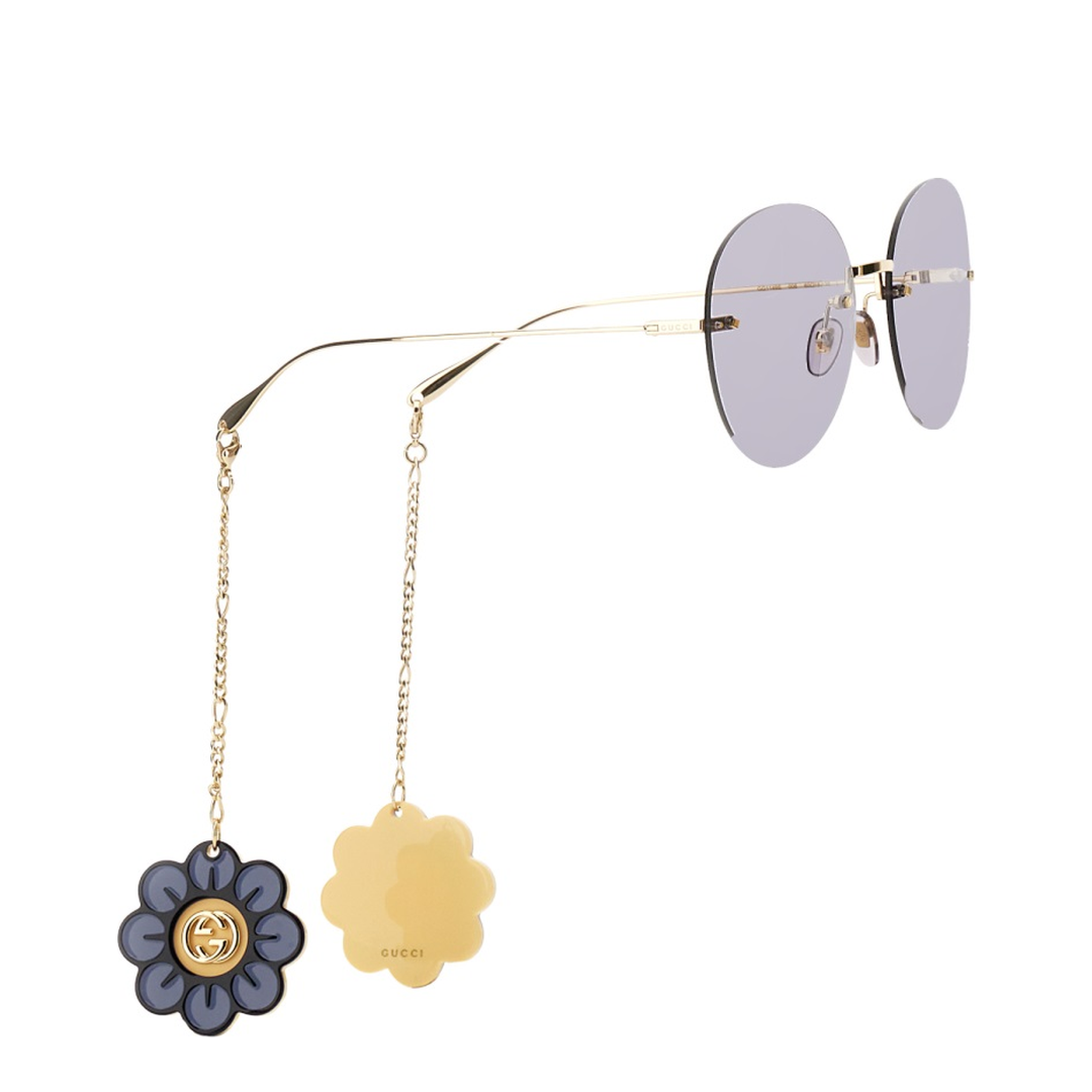 Floral-pendant round-frame sunglasses - Image 3