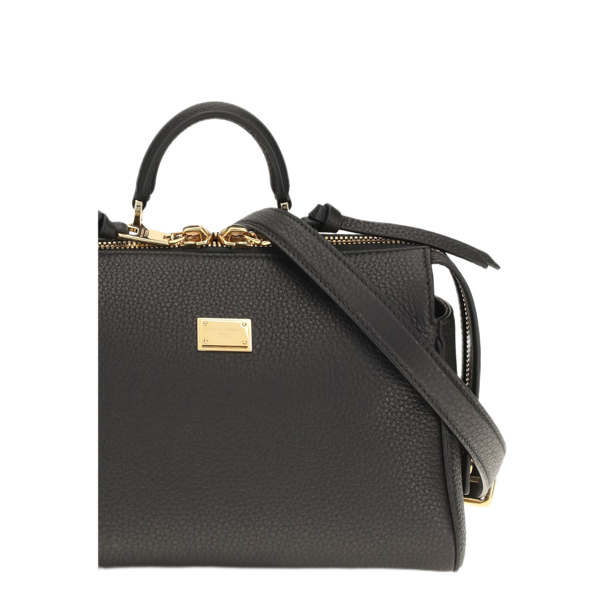 Medium Calfskin Top Handle Bag - Black - Image 4