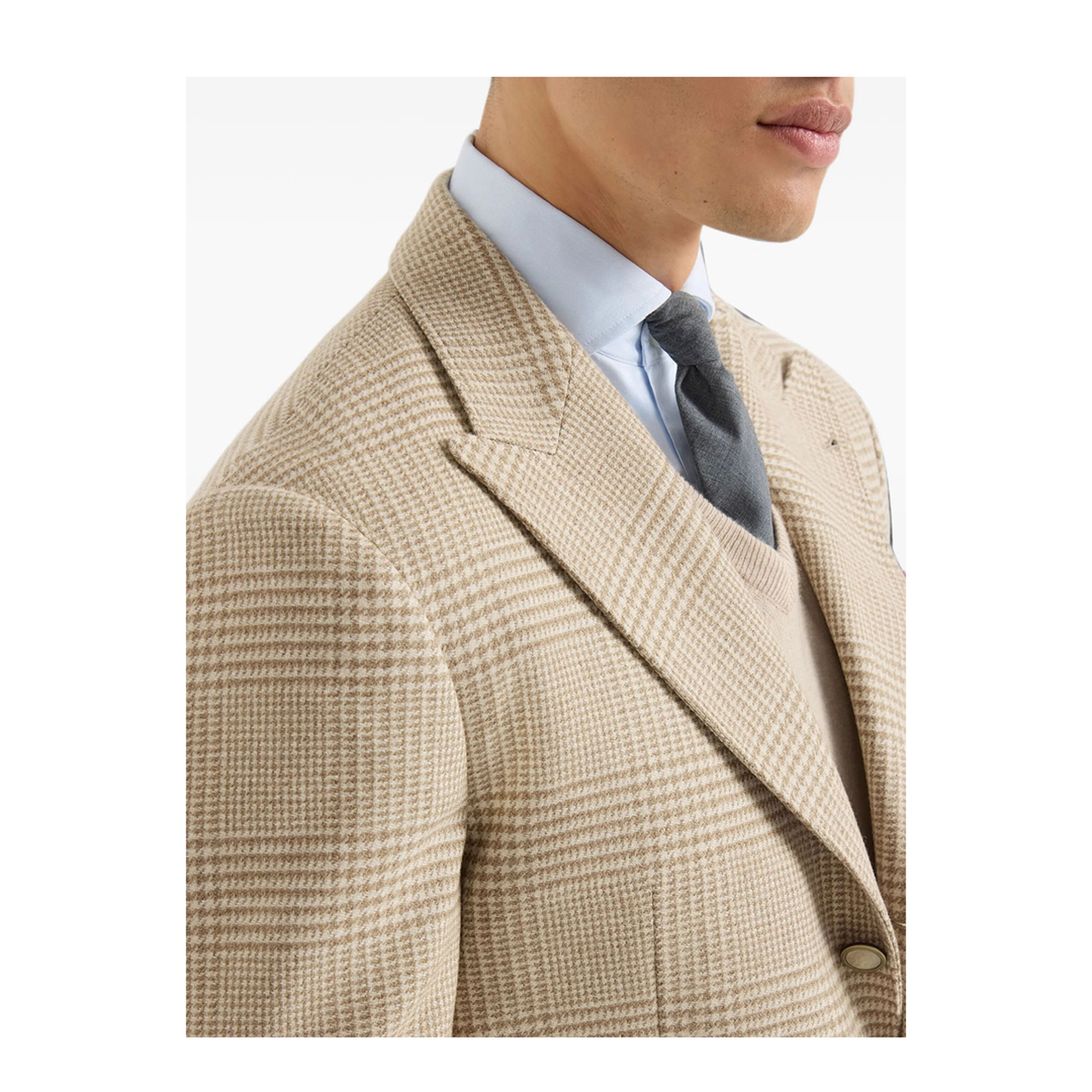 Cashmere Blend Checked Single-Breasted Blazer - Image 4