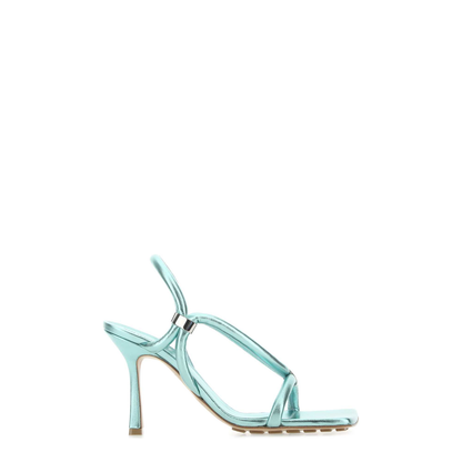 Light-Blue Leather Stretch Sandals - Image 1