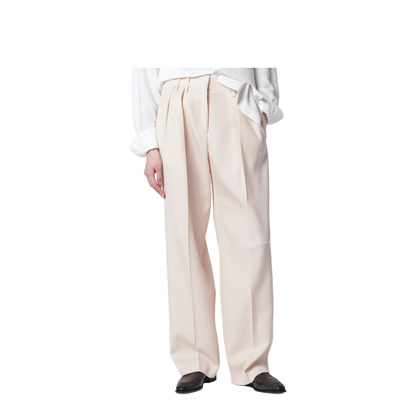 Ivory Wool Gabardine Trousers - Image 1
