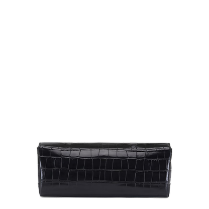T-Clutch Croco-Embossed Leather Clutch - Black - Image 4