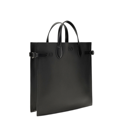 Antibes Medium Grained Leather Shopping Bag - Black - Image 2