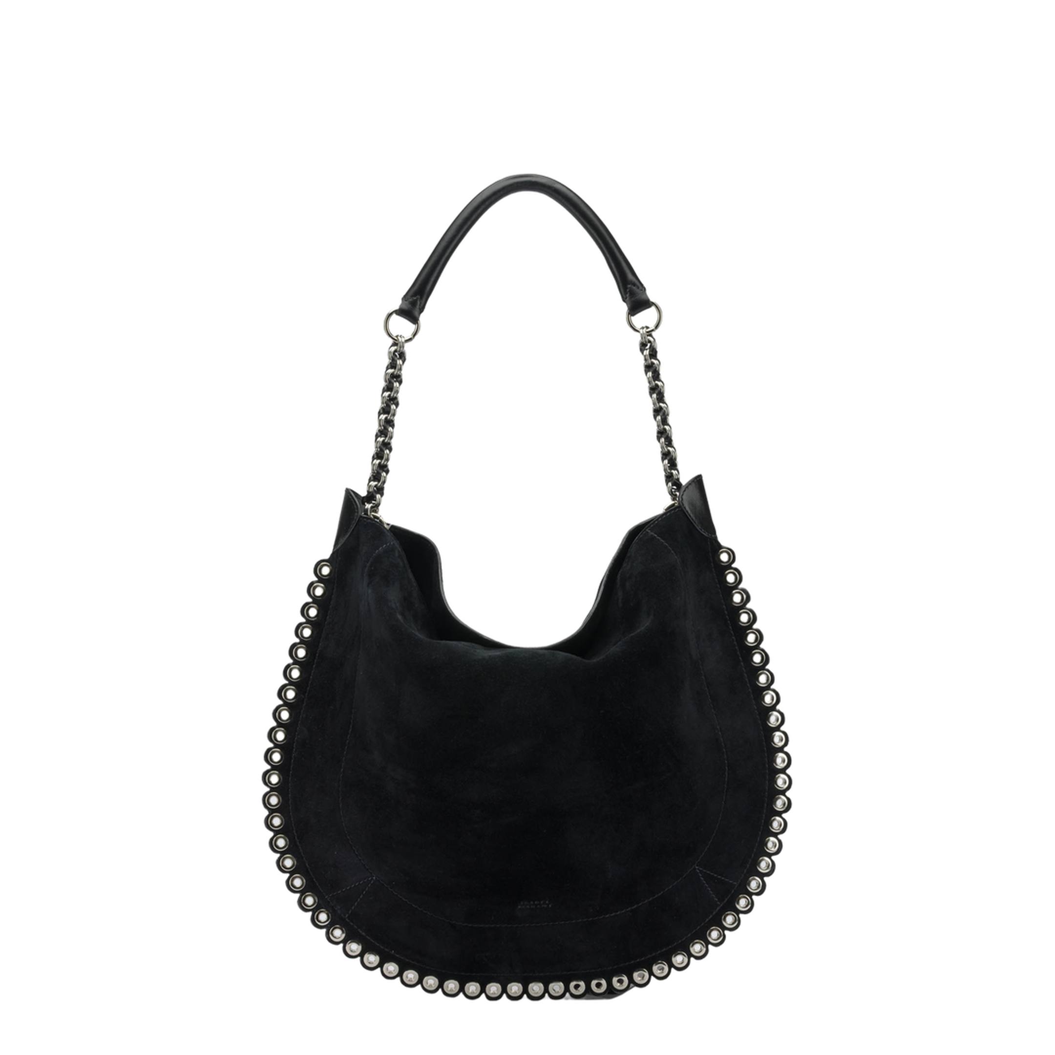 Oskan Suede Calfskin Leather Shoulder Bag - Black/Silver - Image 1