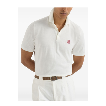 Polo Shirt Cotton Knit White - Image 2