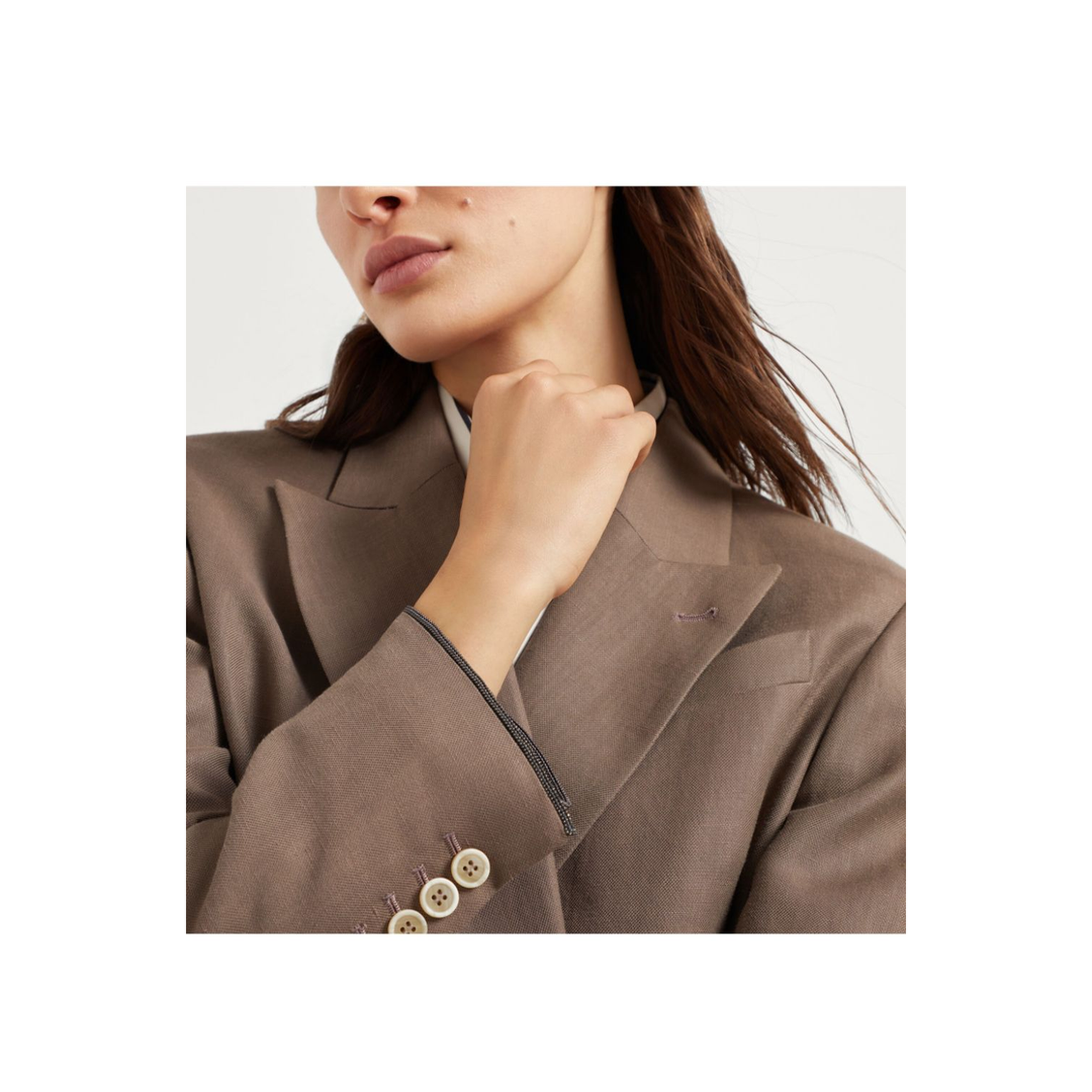 Linen Blend Double-Breasted Jacket - Image 2