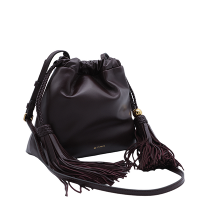 Kalispera Mini Leather with Tassels Shoulder Bags - Plum - Image 4
