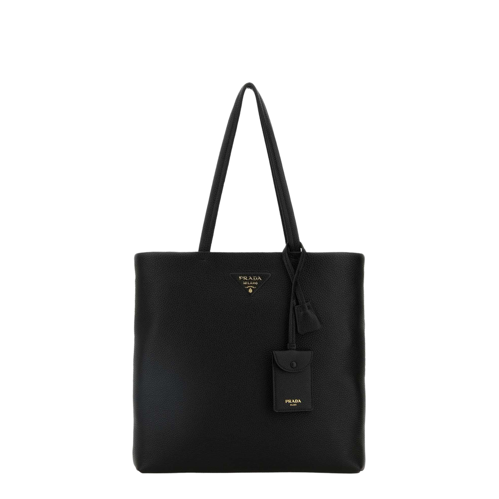 Black Grained Leather Shopping Bag - Image 1