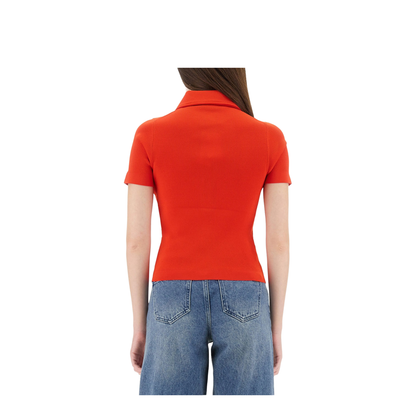 Coral Red Viscose Blend Polo Shirt - Image 3