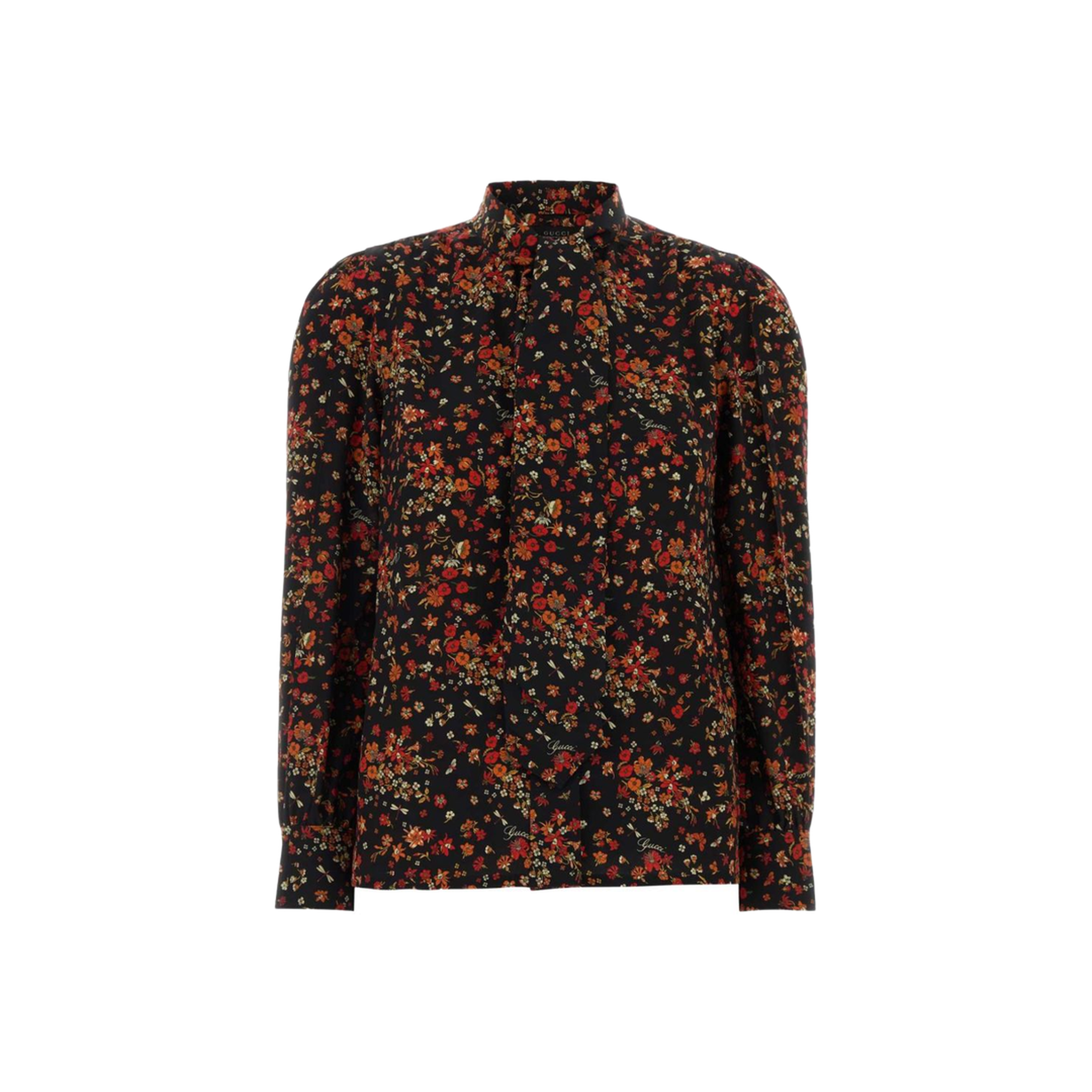 Printed Silk Shirt in Black and Red - Image 1