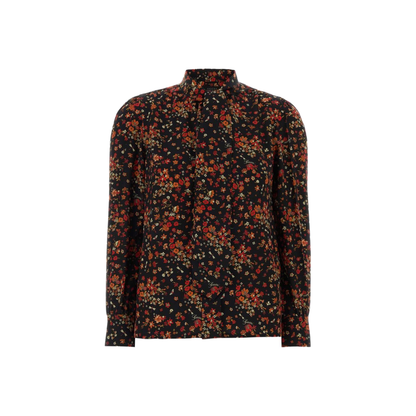 Printed Silk Shirt in Black and Red - Image 1