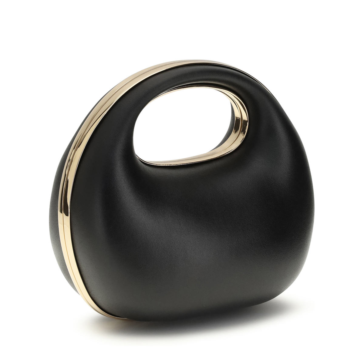 One Size Calfskin Round Bag - Black - Image 3
