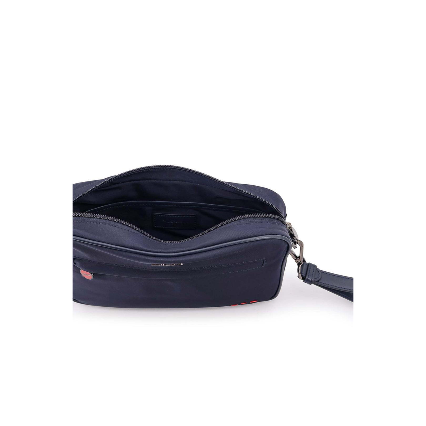 Blue Nylon Clutch Bag With Iconic Logo Embroidery - Image 4