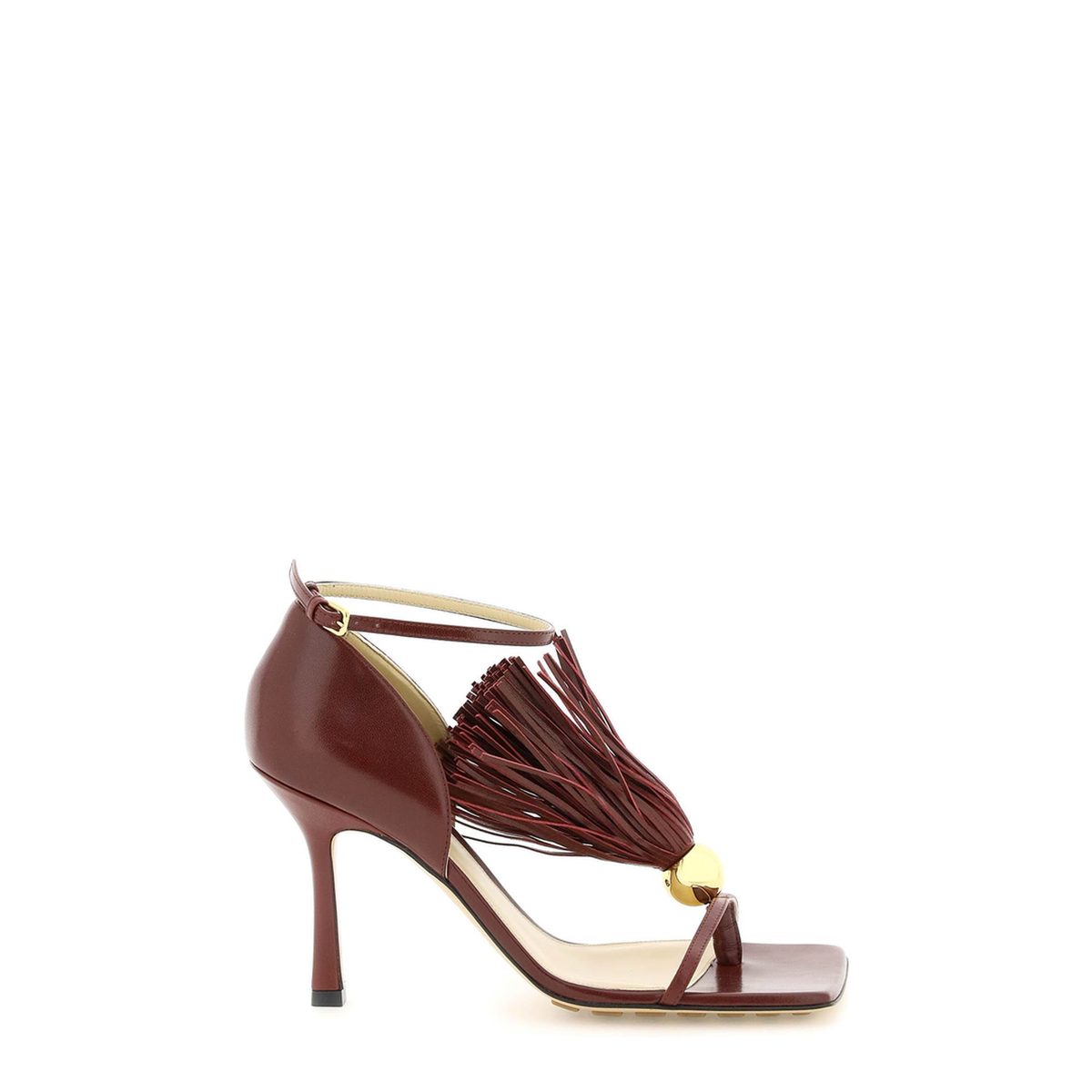 Burgundy Leather Stretch Sandals - Image 3
