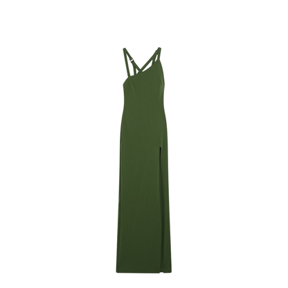 Long Green Dress with Slit - Image 1