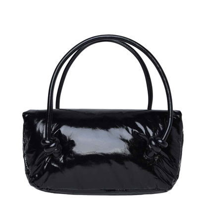 Knot Small Black Shoulder Bag With Laminated Logo In Patent Leather - Image 5
