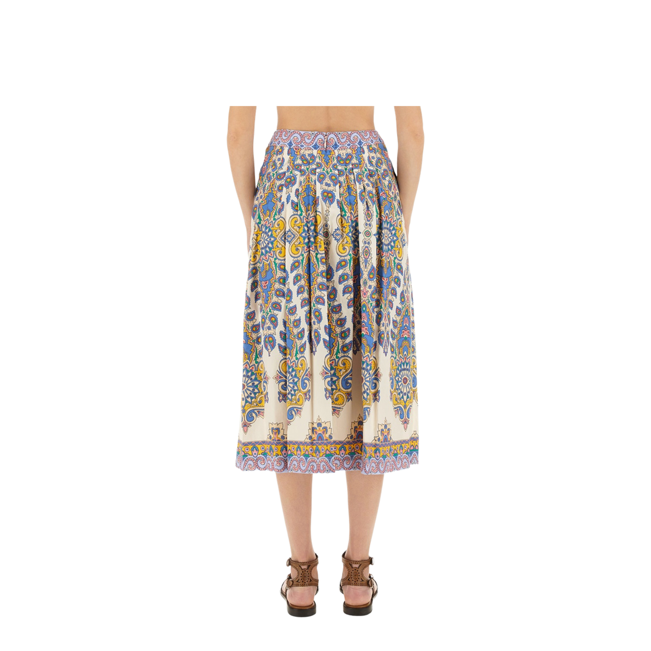 Paisley Print Midi Skirt - Light Beige - Image 3