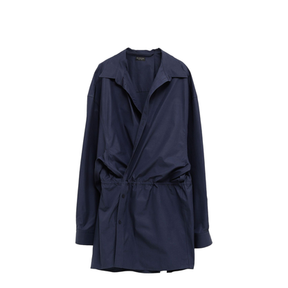 Elasticated Waistband Cotton Shirt Mini Dress - Image 1