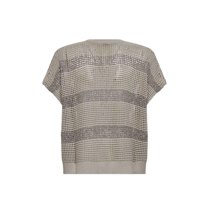 Striped Cotton Knitted Sweater - Beige - Image 2