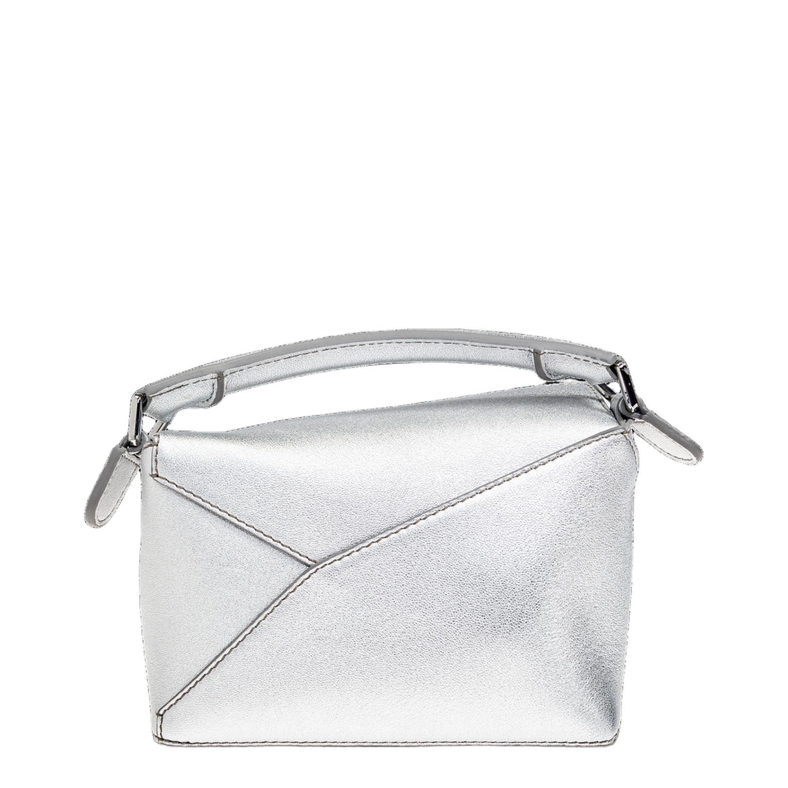 Mini Crossbody Bag Leather Silver - Image 3