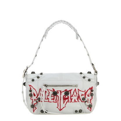 White Leather Cagole XS DIY Metal Crossbody Bag - Image 3