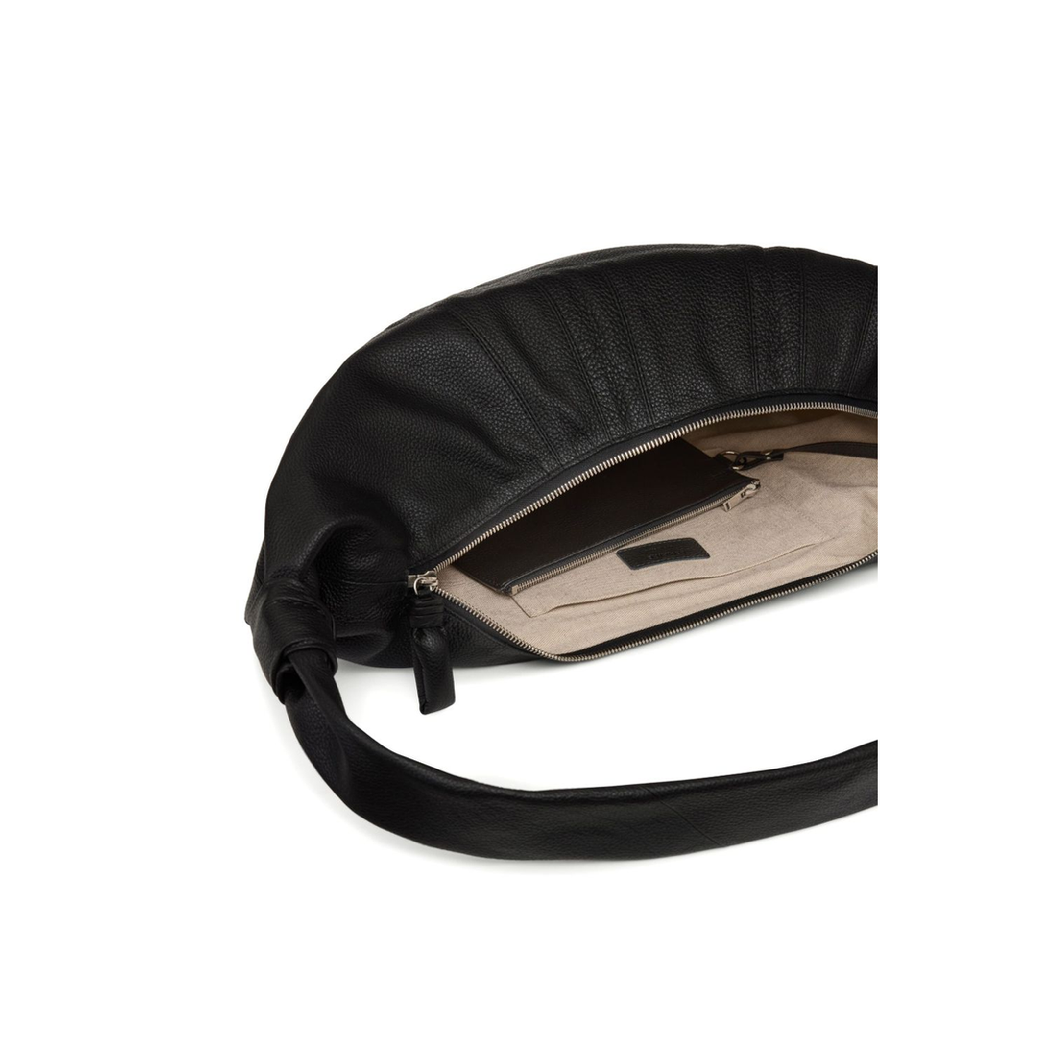 Croissant Bag Large Leather Shoulder Bag - Black - Image 3