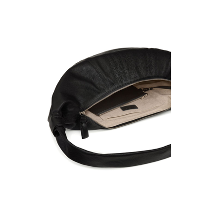 Croissant Bag Large Leather Shoulder Bag - Black - Image 3